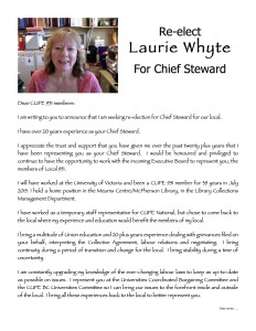 Re-elect Laurie for Chief Steward Revised